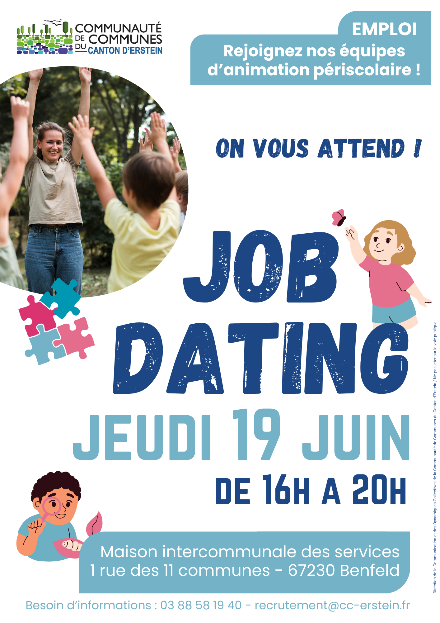 JOB Dating Recrutement Enfance   affiche A4   bleu